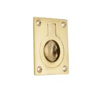 Infinity Decor Square Flush Pull Ring Handle 60mm x 50mm Solid Brass Cabinet Door Lifting Ring for Recessed Furniture Boat Hatch, Cupboard, Drawer (Polished Brass)