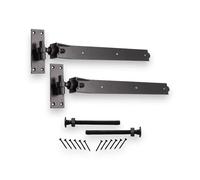 Infinity Decor Straight/Cranked/Adjustable Hook and Band Hinges, for Garden or Garage Gates - Epoxy Black (2xAdjustable Hinges, 24 Inch)