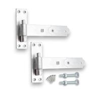 Infinity Decor Straight/Cranked/Adjustable Hook and Band Hinges, for Garden or Garage Gates - Galvanised (2xStraight Hinges, 8 Inch)