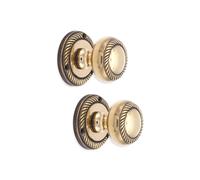 Infinity Decor Traditional Aged Brass Georgian Mortice Brass Door Knobs Pair 50mm Round Sprung Pull Door Handles Set for Internal and External Doors