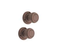 Infinity Decor Traditional Aged Bronze Georgian Mortice Door Knobs Pair 50mm - Solid Brass Round Sprung Pull Door Handles Set for Internal and External Doors