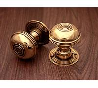 Infinity Decor Traditional Antique Bloxwich Style Solid Brass Pair of Door Knobs Aged Brass