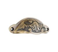 Infinity Decor Traditional Antique Brass Half Moon Floral Cup Shell Pull 100mm - Solid Brass Kitchen Cabinet Cupboard Chest Drawer Door Handle