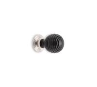 Infinity Decor Traditional Ebonised Wooden Preston Reeded Beehive Cupboard Knob Polished Nickel Pull Handle 38mm - Ideal for Drawer Cabinets Doors
