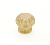 Infinity Decor Traditional Style Reeded Beehive Solid Brass Cupboard Door Knob 40mm Satin Brass Finish - Pull Door Hnadle Ideal for Furniture Drawer Cabinets Doors