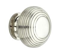 Infinity Decor Traditional Style Reeded Beehive Solid Brass Cupboard Knob Polished Nickel Pull Handle 40mm - Ideal for Drawer Cabinets Doors