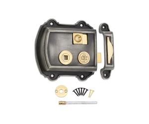 Infinity Decor Traditional Victorian Style Pewter Cast Iron & Solid Brass Rim Latch Lock for Bedroom & Bathroom Door