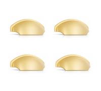 Infinity Decor Tulip Satin Brass 100mm Cup Pull Cabinet Handles Set of 4 | Decorative Shell Half-Round Traditional Drawer, Wardrobe, Dresser Brass Cupboard Door Handles for Kitchen Cabinet Hardware