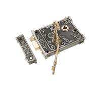 Infinity Decor Victorian Antique Style Floral Iron Rim Lock in Pewter Finish - Latch Lock Security for Internal and External Shed Doors Gates