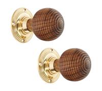 Infinity Decor Victorian Beehive Rosewood Mortice Knobs - for Interior Door 65mm - Solid Brass Rose Plate (Polished Brass)