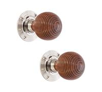 Infinity Decor Victorian Beehive Rosewood Mortice Rim Knobs - for Interior Doors - Solid Brass Rose Plate (Polished Nickel)