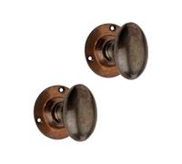Infinity Decor Victorian Oval Mortice Door knob with Escutcheons/Privacy - Antique Brass (Door knob Only)