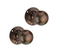 Infinity Decor Victorian Period Ball Round Door Mortice Knobs Handles Set Brass - Nickel - Antique 45mm (Antique Brass)