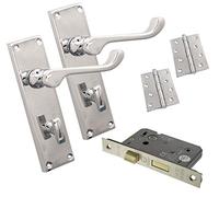 Infinity Decor Victorian Scroll Internal Door Handles Bathroom Lock Set WC Chrome/Brass/Satin, Suitable for All Types of Internal Bathroom Doors 153x40mm Backplate (Polished Chrome)