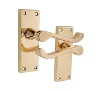 Infinity Decor Victorian Scroll Internal Door Lever Latch Handles - Chrome/Brass/Satin, Suitable for All Types of Internal Doors 118x40mm Backplate (Polished Brass)