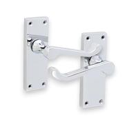 Infinity Decor Victorian Scroll Internal Door Lever Latch Handles - Chrome/Brass/Satin, Suitable for All Types of Internal Doors 118x40mm Backplate (Polished Chrome)