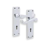 Infinity Decor Victorian Scroll Lever Latch Lock Bath WC Privacy Door Handle Chrome/Brass/Satin, Suitable for All Types of Internal Doors (Polished Chrome, Lock Handle)