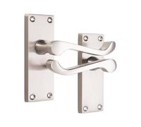 Infinity Decor Victorian Scroll Lever Latch Lock Bath WC Privacy Door Handle Chrome/Brass/Satin, Suitable for All Types of Internal Doors (Satin Nickel, Latch Handle)