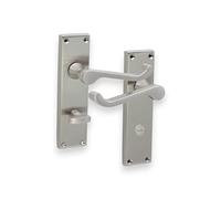 Infinity Decor Victorian Scroll Lever Latch Lock Bath WC Privacy Door Handle Chrome/Brass/Satin, Suitable for All Types of Internal Doors (Satin Nickel, Bathroom Handle)