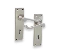 Infinity Decor Victorian Scroll Lever Latch Lock Bath WC Privacy Door Handle Chrome/Brass/Satin, Suitable for All Types of Internal Doors (Satin Nickel, Lock Handle)