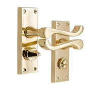Infinity Decor Victorian Scroll Privacy Bathroom Lever Latch Lock Door Handles on Backplate 118mm x 40mm - Suitable for Internal Bedroom Bathroom Doors