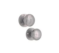 Infinity Decor Victorian Solid Brass Round Mortice Door Knobs - Heavy Sprung Pull Handles Set 50mm - for Interior Doors (Satin/Brushed Chrome)