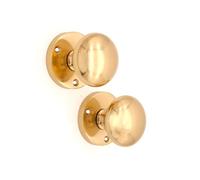 Infinity Decor Victorian Solid Brass Round Mortice Door Knobs Sprung Pull Handles Set 50mm - for Interior Doors (Polished Brass)