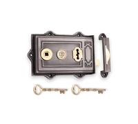 Infinity Decor Victorian Style Davenport Iron Rim Lock Pewter Finish Latch Lock Set for Internal and External Shed Doors Gates
