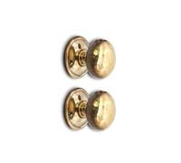 Infinity Decor Vintage Aged Brass Hammered Mortice Round Rim Door Knobs Pull Handles Set 50mm - Ideal for Interior & Exterior Use