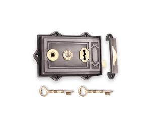 Infinity Decor Vintage Davenport Iron Rim Sash Lock Traditional Pewter Finish Latch Set Ideal for Shed Door External Gates