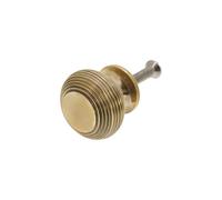 Infinity Decor Vintage Style Aged Brass Beehive Reeded Solid Brass Cupboard Knob Interior 40mm - Suitable for Furniture Wardrobe Cabinet Pull Handle