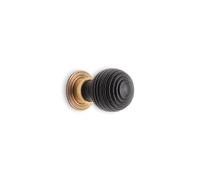 Infinity Decor Vintage Style Aged Brass Ebonised Beehive Reeded Preston Wooden Cupboard Knob Interior 38mm Furniture Wardrobe Cabinet Door Pull Handle