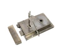 Infinity Decor Vintage Style Antique Iron Fluted Rim Lock with Keys - Traditional Gate Latch Lock Security Set for Internal and External Garden Door Gates