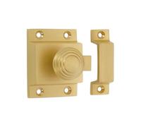 Infinity Decor Vintage Style Beehive Design Kitchen Cupboard Catch with Thumb Turn Knob Satin Brass Finish Latch Lock - Ideal for Cabinet Desk Drawer Doors