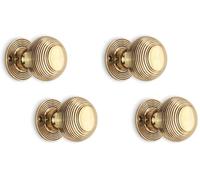 Infinity Decor Vintage Style Beehive Rim Mortice Door Knobs Set Round Aged Brass 50mm Pull Handles Pair - Ideal for Interior and Exterior Use (Pack of 2)
