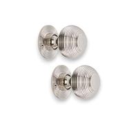 Infinity Decor Vintage Style Beehive Rim Mortice Door Knobs Set Round Polished Nickel 50mm Pull Handles Pair - Ideal for Interior and Exterior Use