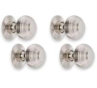 Infinity Decor Vintage Style Beehive Rim Mortice Door Knobs Set Round Polished Nickel 50mm Pull Handles Pair - Ideal for Interior and Exterior Use (Pack of 2)