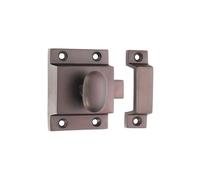Infinity Decor Vintage Style Brass Cupboard Catch with Thumb Turn Knob Aged Bronze Finish Latch Lock - Ideal for Cabinet Desk Drawer Doors