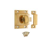 Infinity Decor Vintage Style Brass Cupboard Catch with Thumb Turn Knob Polished Brass Finish Latch Lock - Ideal for Cabinet Desk Drawer Doors