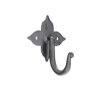 Infinity Decor Vintage Style Heavy Duty Handforged Traditional Matt Black Wall Coat Hook on Decorative Floral Backplate Suitable for Hanging Umbrellas, Towels, Keys, Belt, Hats & Accessories