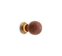 Infinity Decor Vintage Style Rosewood Beehive Reeded Preston Wooden Cupboard Knob Interior 36mm Furniture Wardrobe Cabinet Door Pull Handle (Aged Brass)