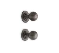 Infinity Decor Vintage Style Solid Iron Ball Mortice Unsprung Door Knobs Pair 45mm Pull Handles in Pewter - Suitable for Exterior and Interior Doors