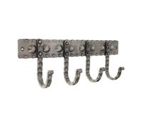 Infinity Decor Wall Mounted Dotted Coat Hooks Pewter - Vintage Style Iron Hanger with 4 Hooks Ideal for Hanging Clothes, Bags, Hat and Utensils