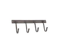 Infinity Decor Wall Mounted Twisted Coat Hooks Pewter - Vintage Style Iron Hanger with 4 Hooks Pegs Ideal for Hanging Clothes, Bags, Hat and Utensils