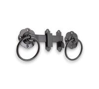 Infinity Decor Weatherproof Plain Ring Gate Heavy Duty Latch Epoxy Black Finish - Wooden Garden Gate Latch Catch Set
