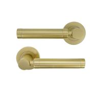 Infinity Decor Zishan Straight Lever on Rose Door/Passage Pull Handle Set in Satin Brass Finish Made from Solid Zamac for Internal and External Use