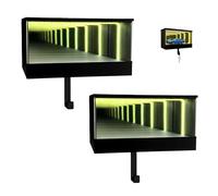 Infinity Garage Keychain Hanger,3D Glowing Illusion Mirrored Key Holder Wall Mounted,Creative Race Car Display Box Hooks with LED Lights,Home Entryway Hallway Decor for Car Lover Gift (2Pcs)