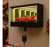 Infinity Garage Keychain Hanger, Keypit Garage Key Holder, Creative Race Car Key Holder Wall Mount with LED, Tiny Glowing Garages Car Keys Display, Effortless Wall Mount Organizer for Cars Lovers