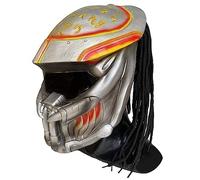 Infinity Gauntlet Predator Mask Jungle Hunter Alien Cyberpunk with Dreaded Hair Full Head Latex Helmet Halloween Cosplay Costume Mask Props Accessories for Adults
