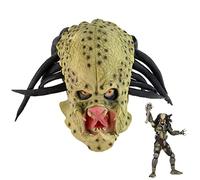Infinity Gauntlet Predator Mask Jungle Hunter Alien Cyberpunk with Dreaded Hair Full Head Latex Helmet Halloween Cosplay Costume Mask Props Accessories for Adults